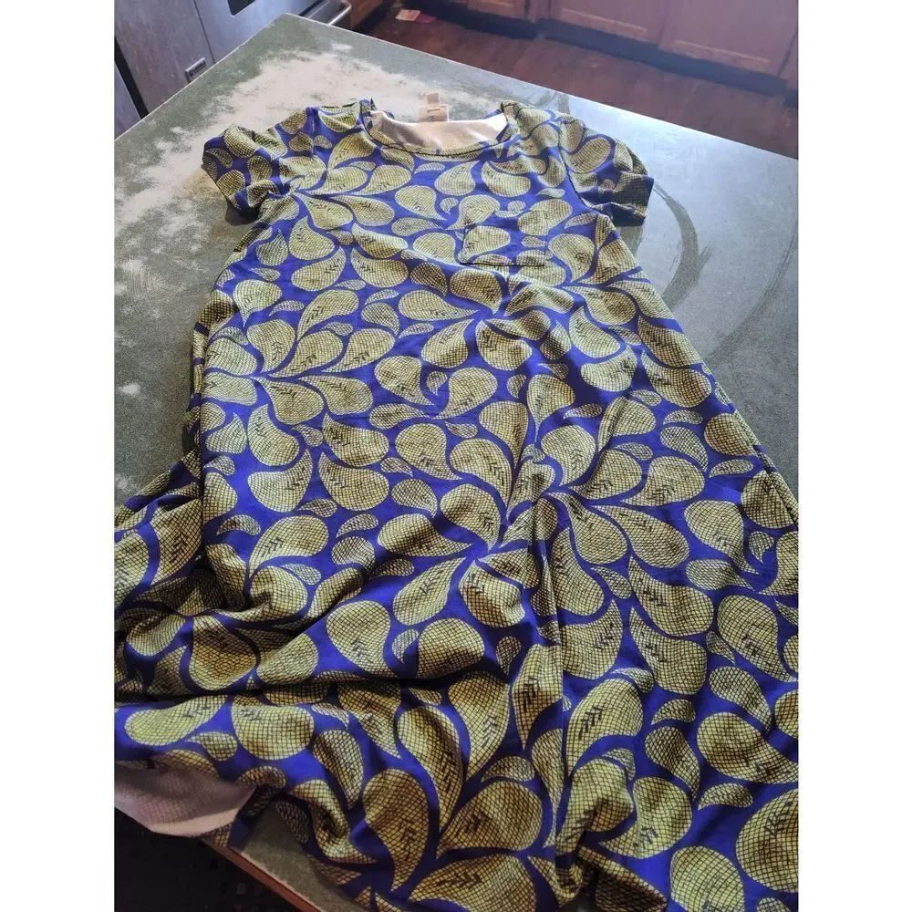 Lularoe blue&yellow legging material carly sz XS